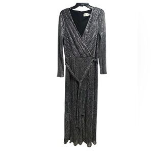 Gently Used Eliza J Elegant Silver Wrap jumpsuit